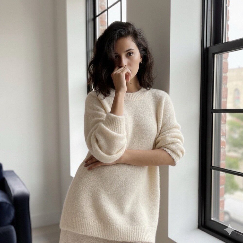 Aritzia Wilfred Ivory Seissan Alpaca Wool Blend Oversized Sweater - 2/Medium